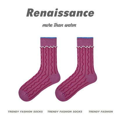Renaissance Embossed Mid Calf Cotton Socks
