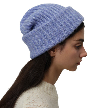 Classic Solid Color Knitted Wool Blend Beanie for Women