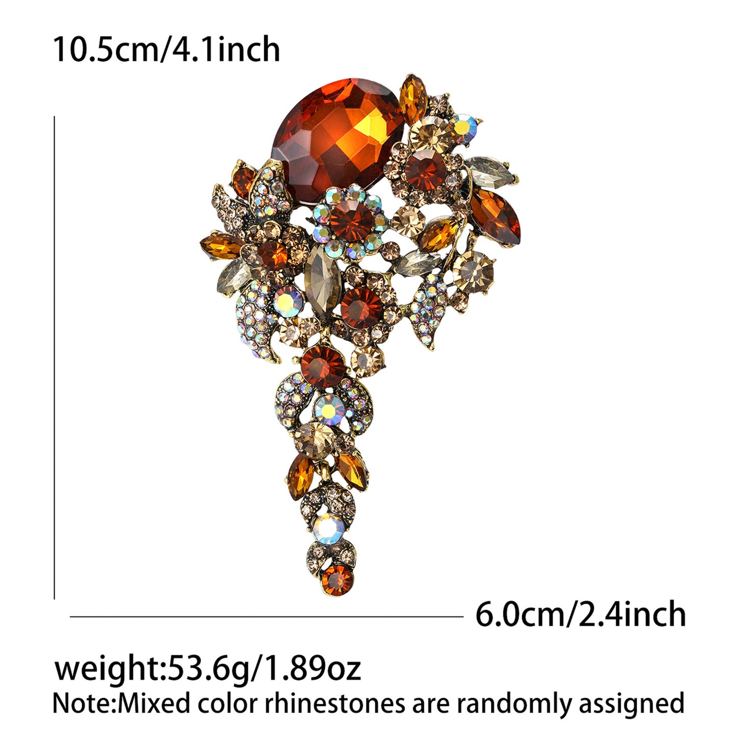 Vintage-Inspired Crystal Glass Brooch Elegant Floral Lapel Pin