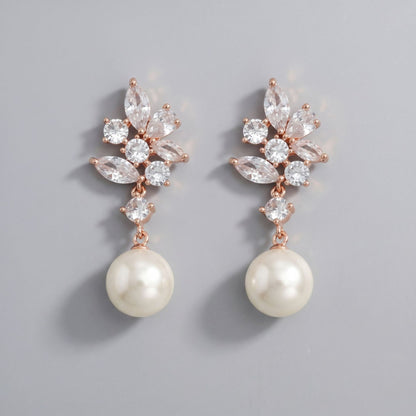 Vintage Floral Alloy Rhinestone Earrings Elegant Daily Drops