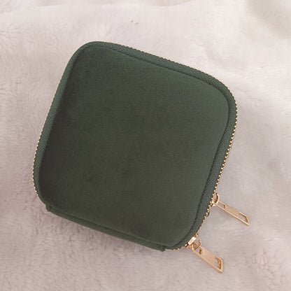 Velvet Jewelry Organizer Pouch Tassel Zipper Travel
