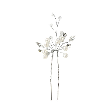 Handmade Pearl Crystal U Shaped Hairpin Wedding Hairpiece