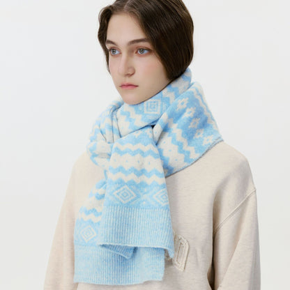 Geometric Knit Scarf Stylish Unisex Warm Neck Cover