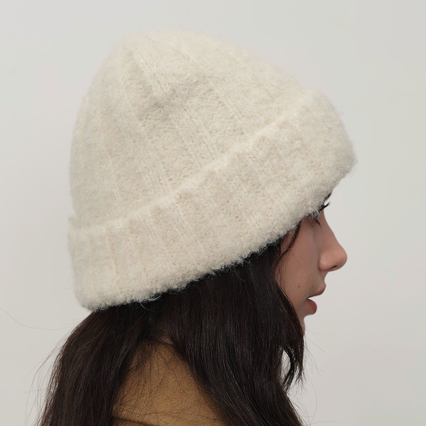 Vintage Warm Thick Knit Beanie with Contrast Color for Women