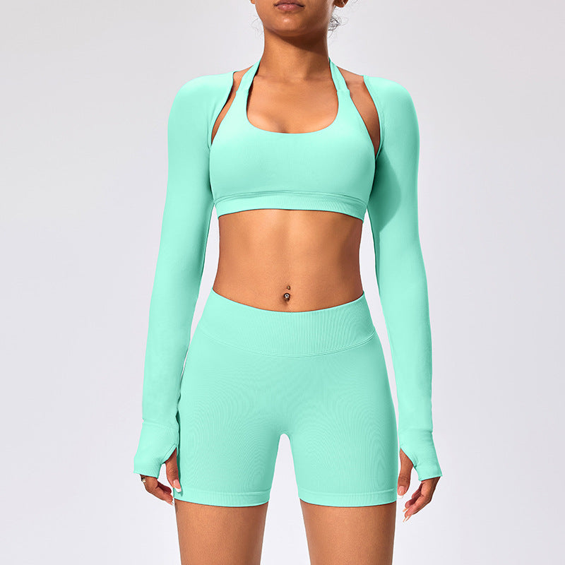 Women's Outdoor Yoga Set with Open Back Sports Bra and Pants