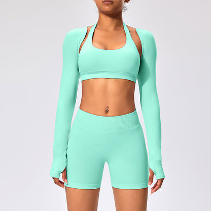 Women's Outdoor Yoga Set with Open Back Sports Bra and Pants