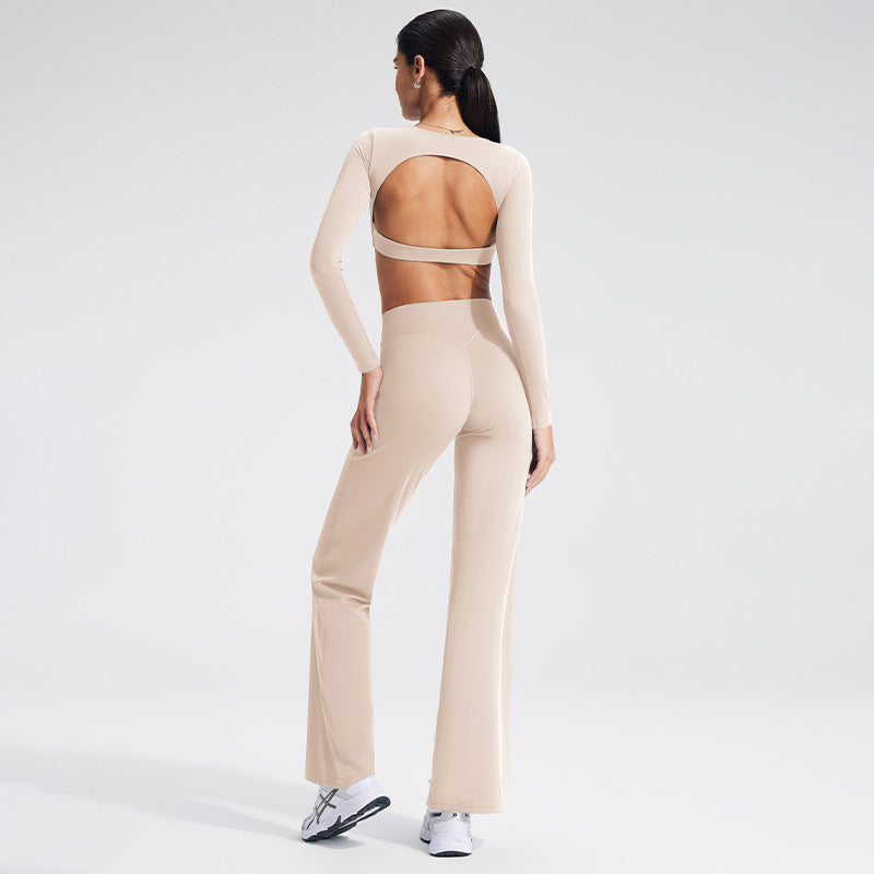Backless Sports T-Shirt Set with Removable Pads for Women
