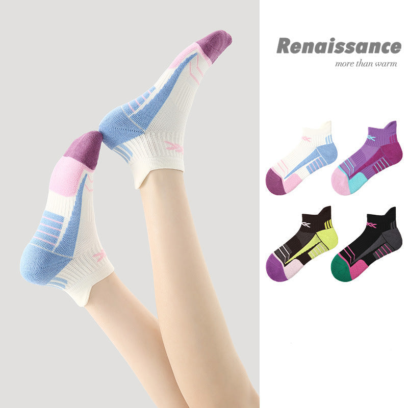 Running Socks Colorblock Mid Calf Moisture Wicking