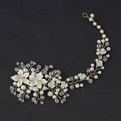 Floral Pearl Crystal Handmade Headband Bridal Hairpiece