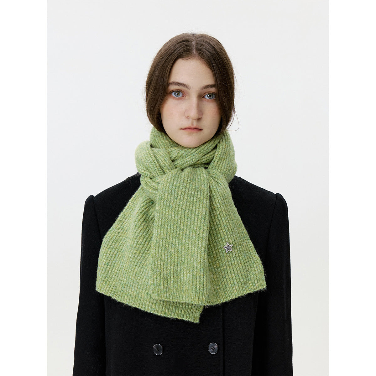 Chic Star Design Knitted Wool Blend Scarf for Women