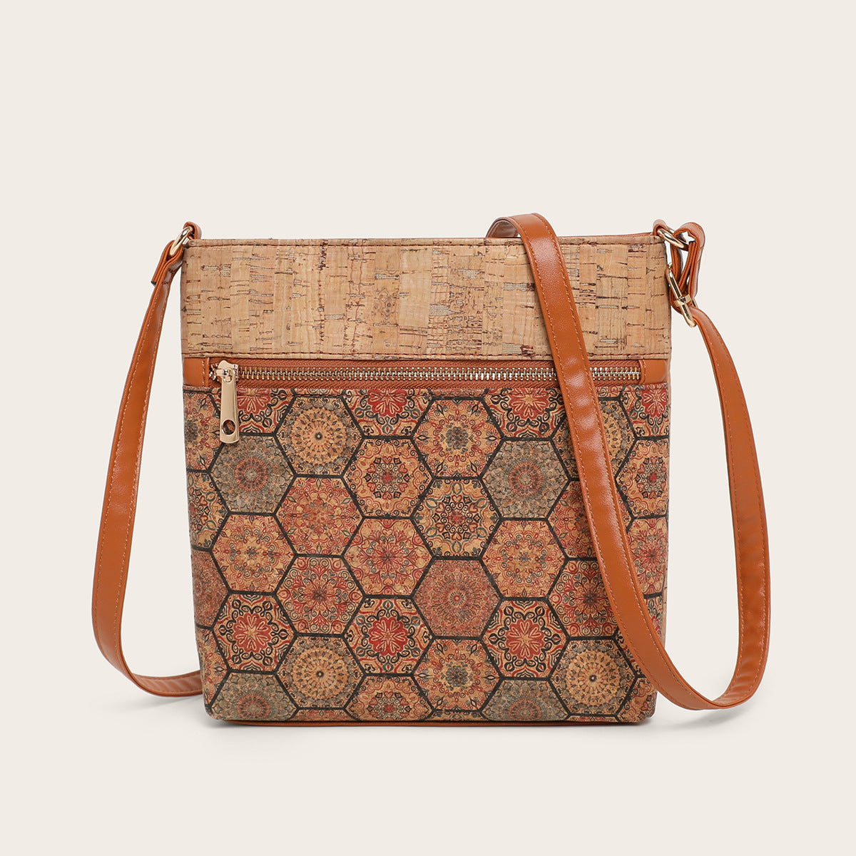 Casual Bohemian Style Cork Crossbody Bag