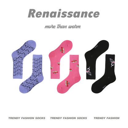 Mid Calf Vintage Gradient Cotton Socks