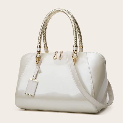 Versatile Patent Leather Boston Tote Bag for Women