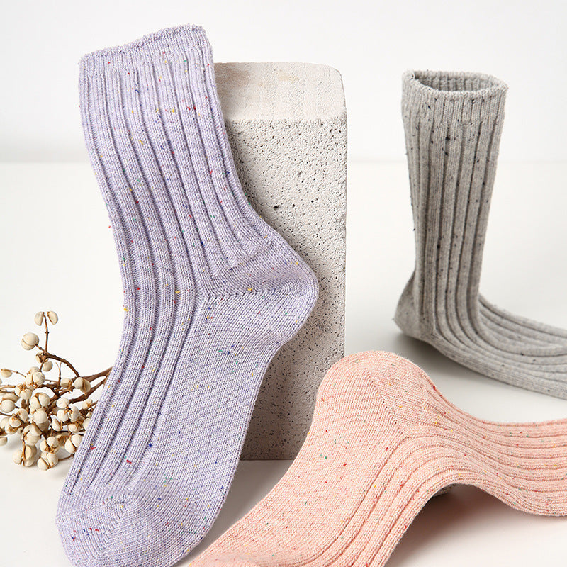 Mid Calf Dotted Combed Cotton Moisture Wicking Socks