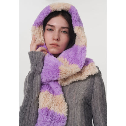Soft Striped Two-Tone Plush Scarf for Women - Thick and Cozy