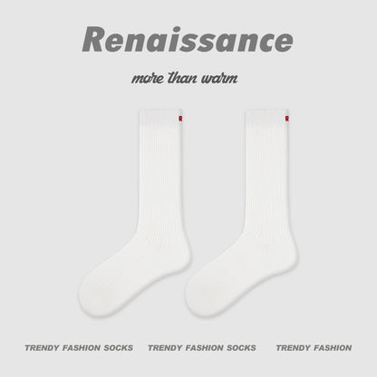 Mid Calf Colorblock Cotton Blend Socks Retro Casual