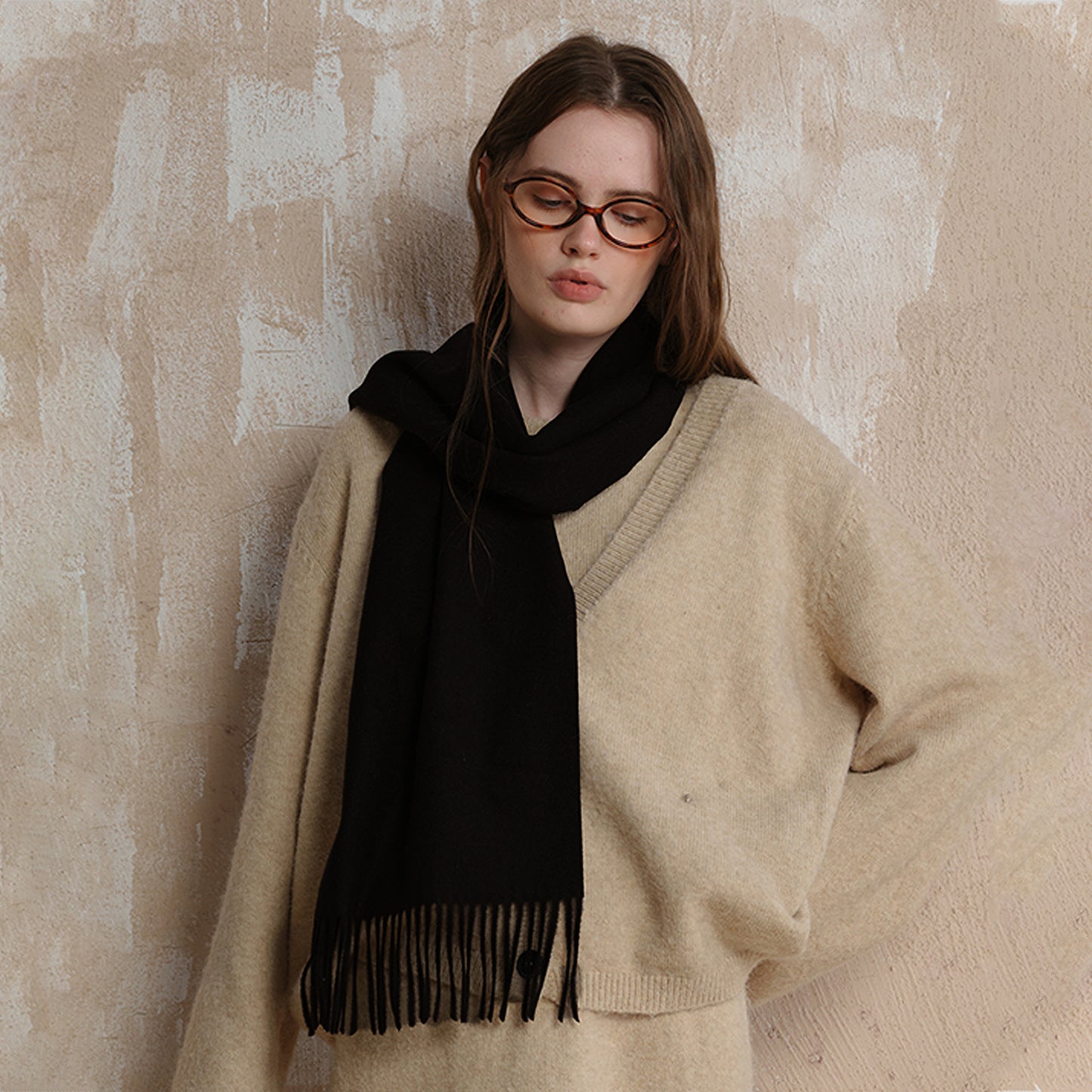 Classic Wool Scarf with Tassels for Men and Women