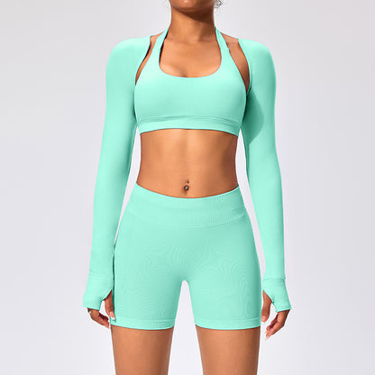 Women's Outdoor Yoga Set with Open Back Sports Bra and Pants