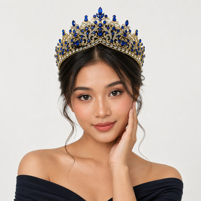 Vintage Luxurious Rhinestone Alloy Crown Headpiece for Women Party Events