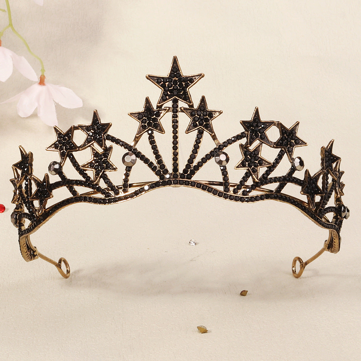Dark Fantasy Alloy Crown with Rhinestones for Halloween Parties