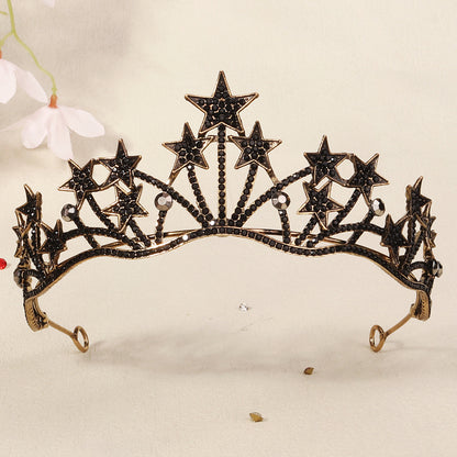 Dark Fantasy Alloy Crown with Rhinestones for Halloween Parties