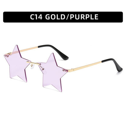 Trendy Star Shaped Sunglasses Pink Gradient UV400 Protection