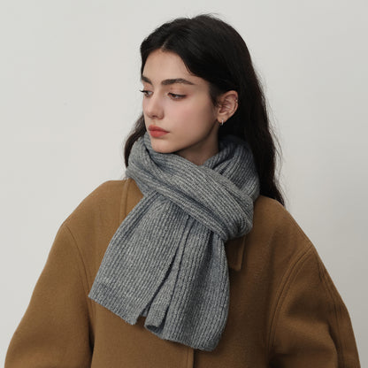 Wool Blend Knitted Scarf Soft Warm Cozy Fashionable Neck Warmer