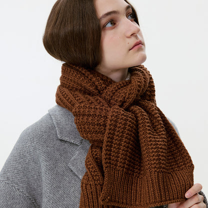 Solid Color Chunky Knit Scarf Stylish and Warm Neck Wrap