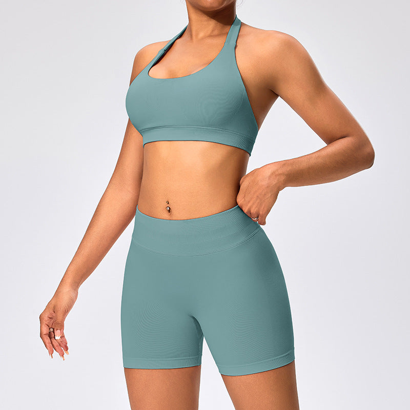 Women's Outdoor Yoga Set with Open Back Sports Bra and Pants