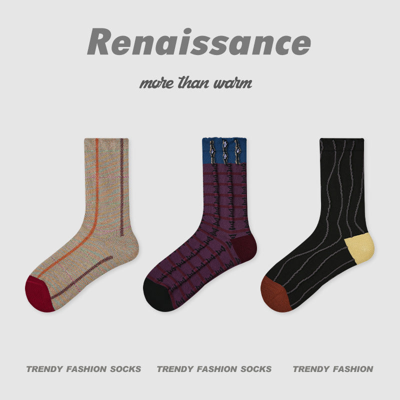 Butterfly Floral Combed Cotton Mid Calf Socks