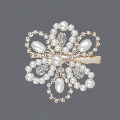 Elegant Floral Hair Clips with Pearl and Rhinestone Accents