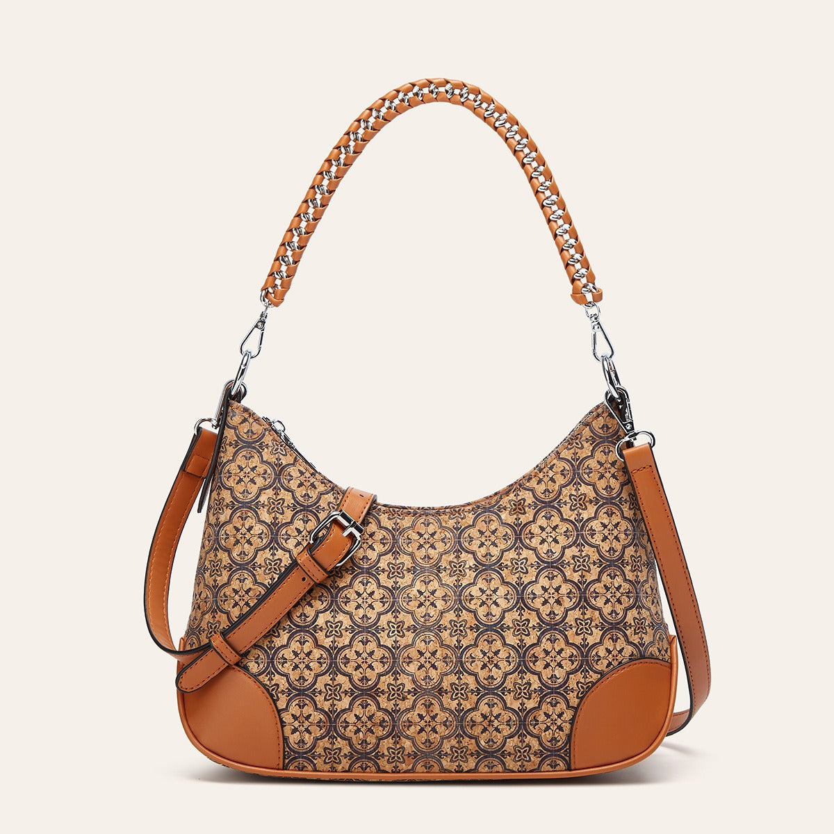 Trendy Ethnic-Inspired Cork Shoulder Bag