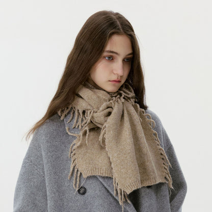Solid Color Knitted Fringe Scarf for Men and Women