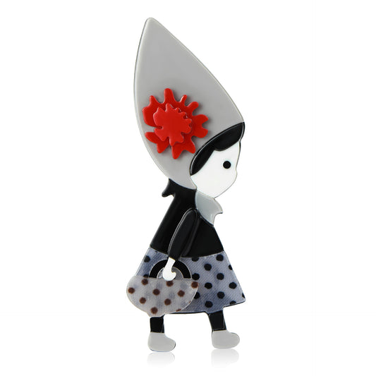Cartoon Acrylic Bag Brooch Cute Versatile Women's Suit Pin