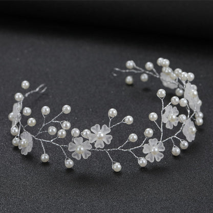 Transparent Handmade Pearl Flower Headband for Brides