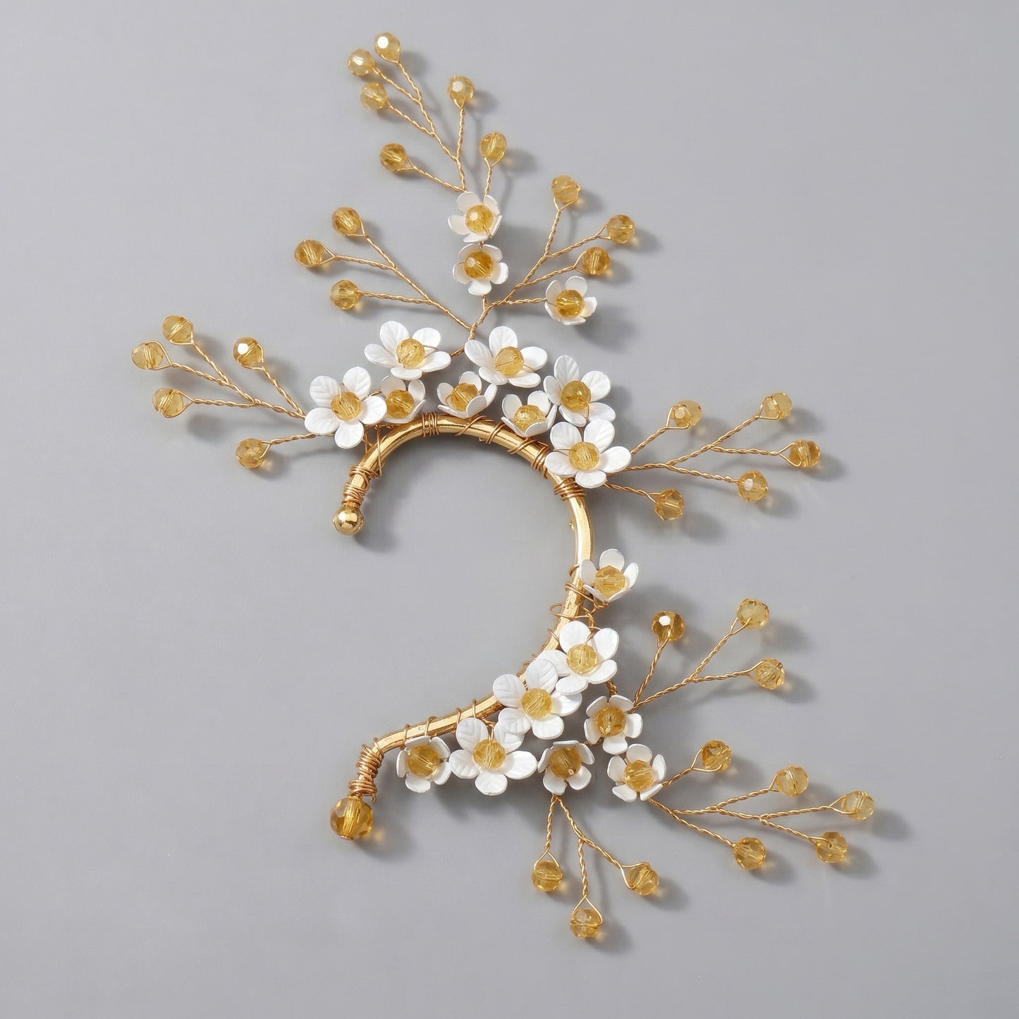 Handcrafted Pearl and Crystal Floral Earrings - Elegant and Versatile Accessories