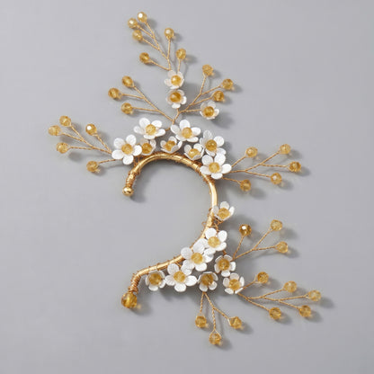 Handcrafted Pearl and Crystal Floral Earrings - Elegant and Versatile Accessories