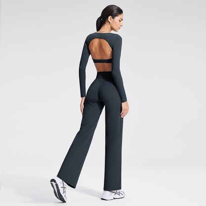 Backless Sports T-Shirt Set with Removable Pads for Women