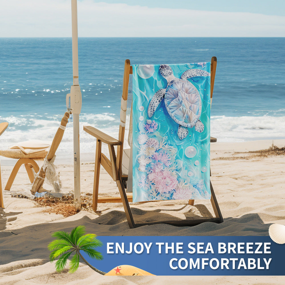 Customizable Turtle Print Beach Towel Ultra-Soft Microfiber Bath Towel