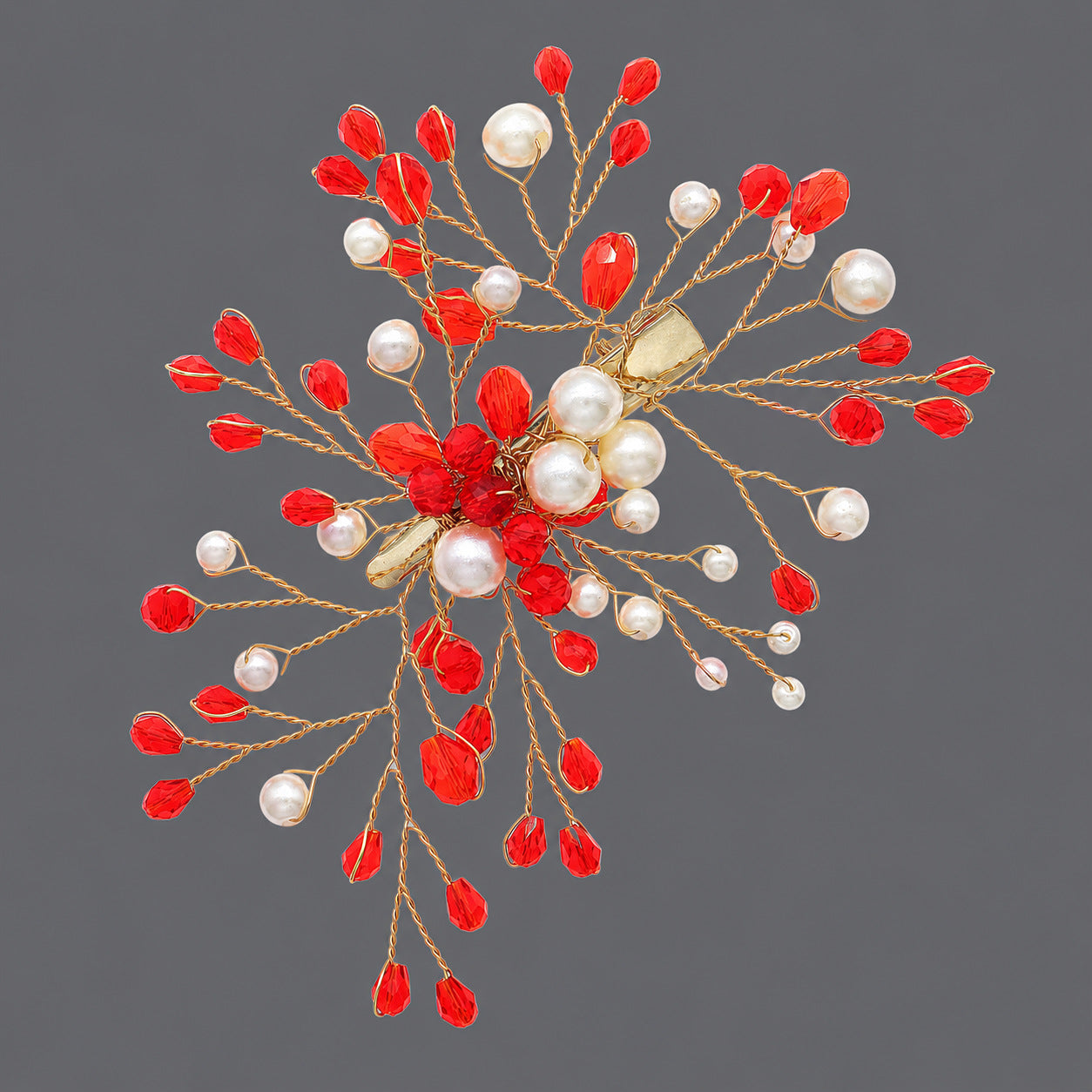 Elegant Floral Hair Clips with Pearl and Rhinestone Accents