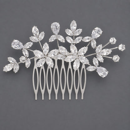 Vintage Floral Zircon Hair Comb Elegant Bridal Headpiece