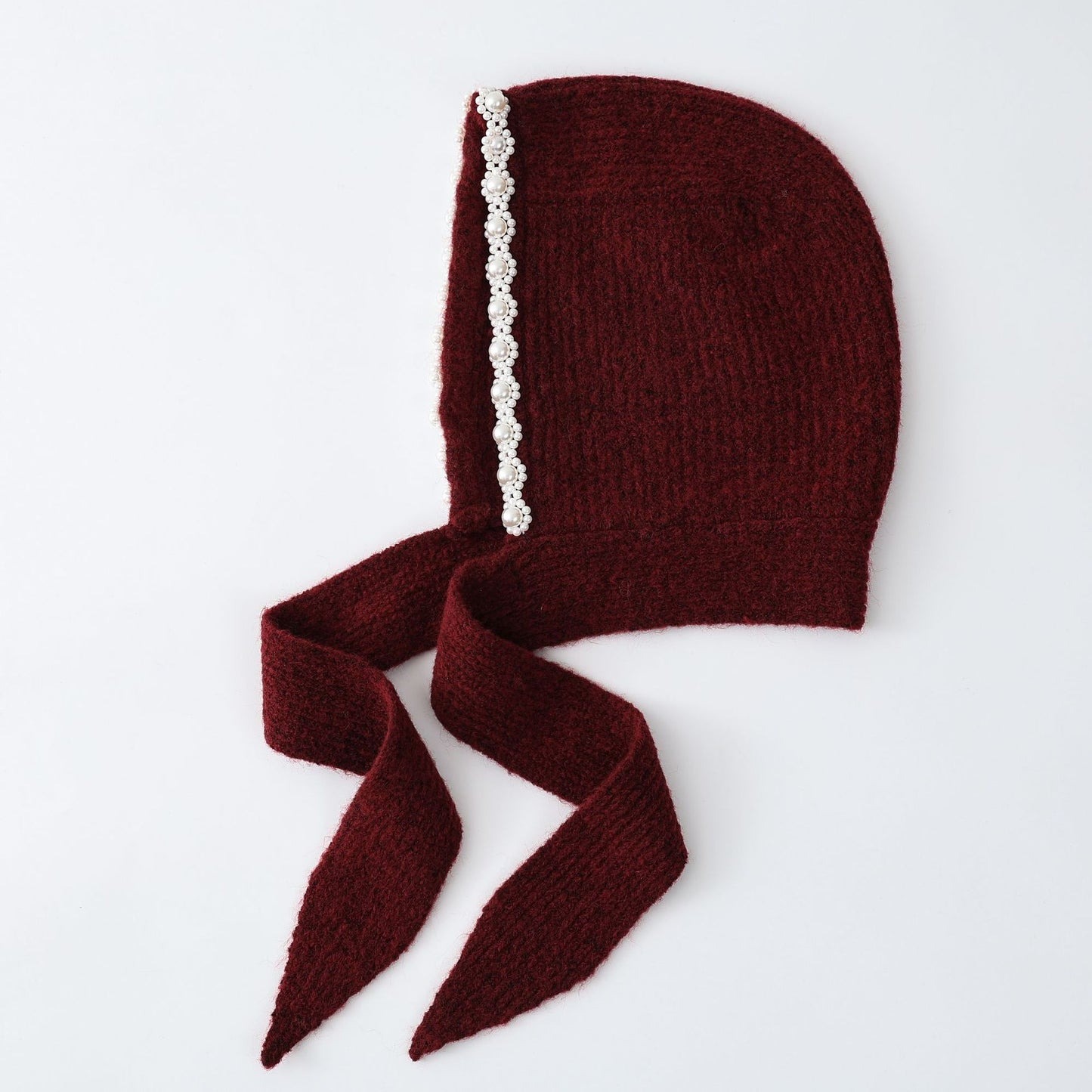Trendy Knitted Pearl Beret Warm Ear Covering Hat