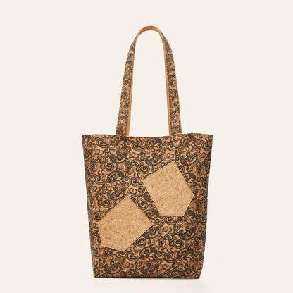 Trendy Retro Floral Cork Tote Bag Eco-Friendly Casual Bag