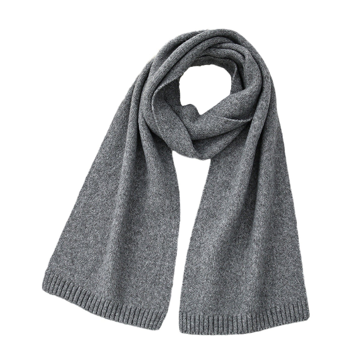 High-Quality Solid Color Wool Blend Knitted Scarf for Women
