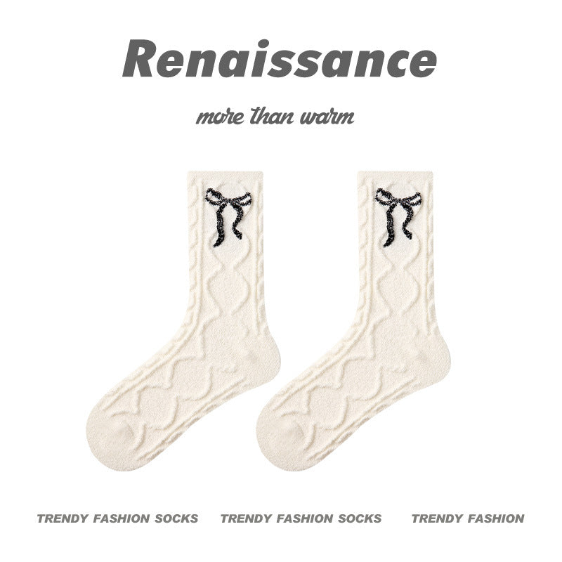 Cozy Cat Mid Calf Plush Polyester Socks