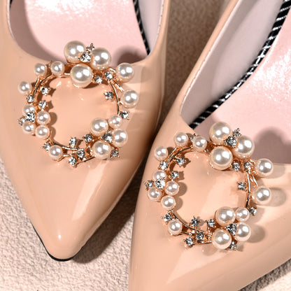 Removable Pearl Shoe Buckle Square Round High Heel Clip Accessories