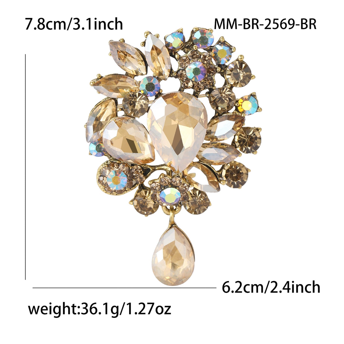 Fashionable Creative Alloy Rhinestone Pendant Brooch for Women