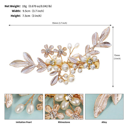 Handmade Floral Pearl Hair Clips for Weddings and Parties
