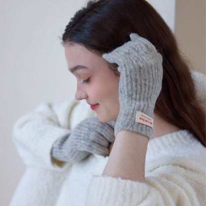 Touchscreen Knit Gloves Cute Solid Color Warm Winter Mittens