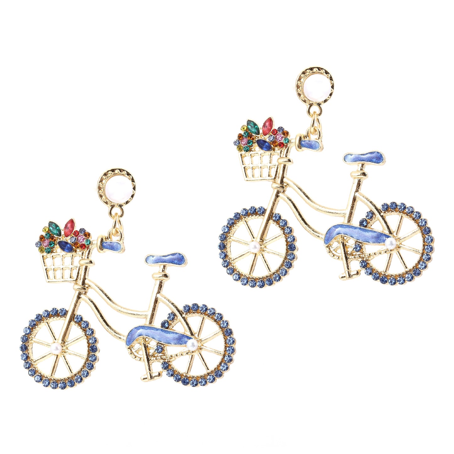 Earrings Bicycle Pearl Rhinestone Lightweight Office Chic